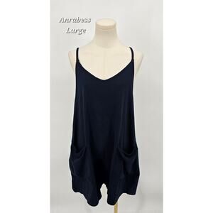 Anrabess Minimalist Lounge Wear Casual Luxe Navy Romper – Size L